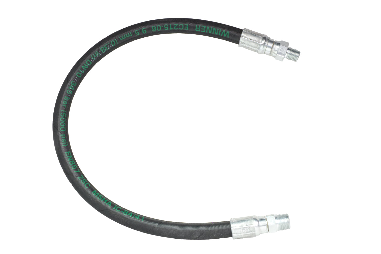 24 ½″ High Pres. Hose 1End ¼″ Male Swivel Thd, ⅜″ Male W/Cp