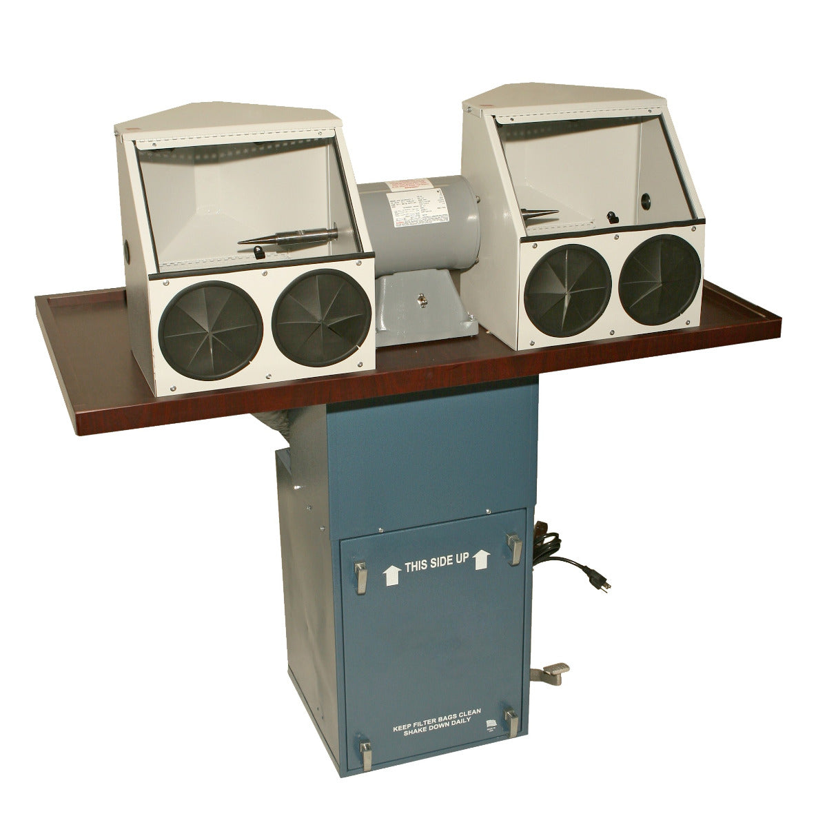 Romanoff Double Hood Polishing Station- ½ HP Dust Collector & ½ HP Double Spindle Polishing Motor
