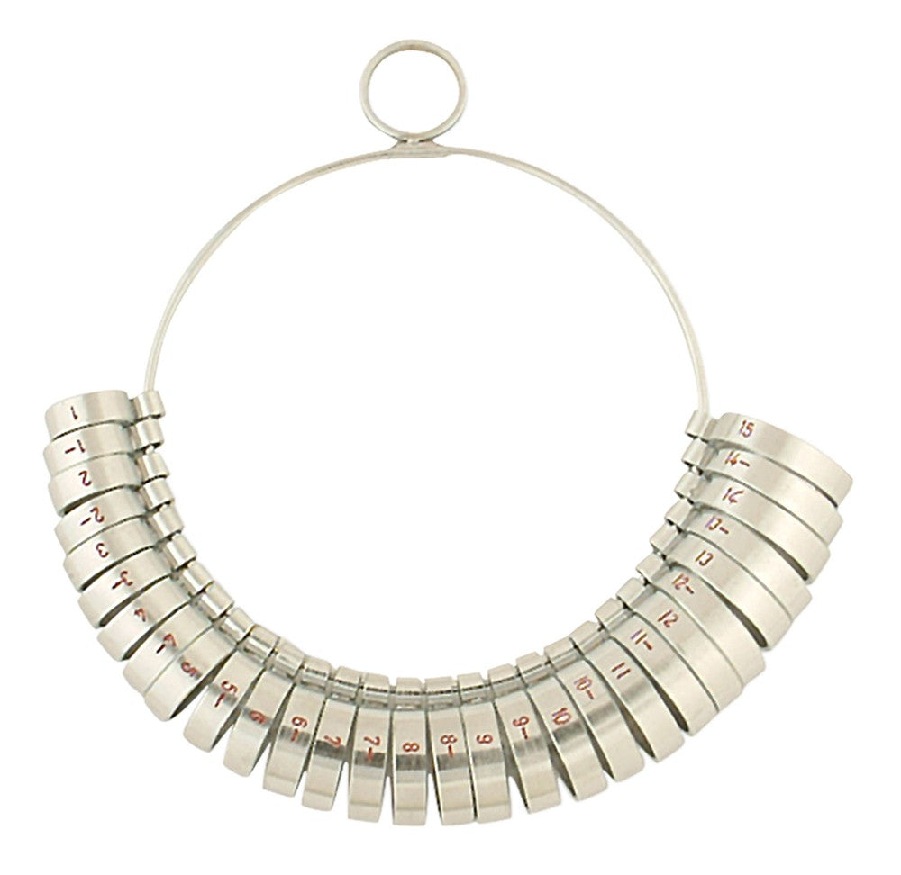 Steel Wide Ring Finger Gauge - U.S. Half-Sizes #1 - #15
