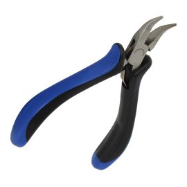 Pliers, economy curved chain-nose, stainless steel and rubber